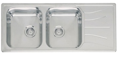 virtuves izlietne Diplomat 30 Lux (R), divas bļodas ar plauktu, 1160x500 mm /kastē/